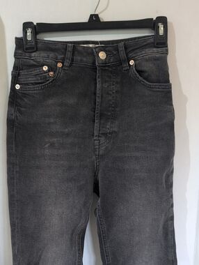 We The Free By Free People Black Faded High Rise Skinny Jeans, Button Fly Sz 25.